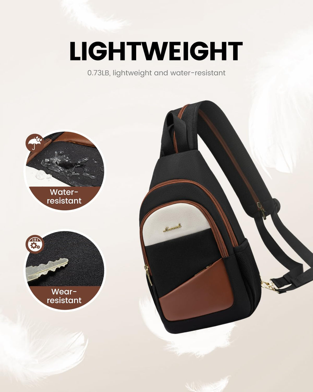 LOVEVOOK sling bag back pocket, secure item storage.
