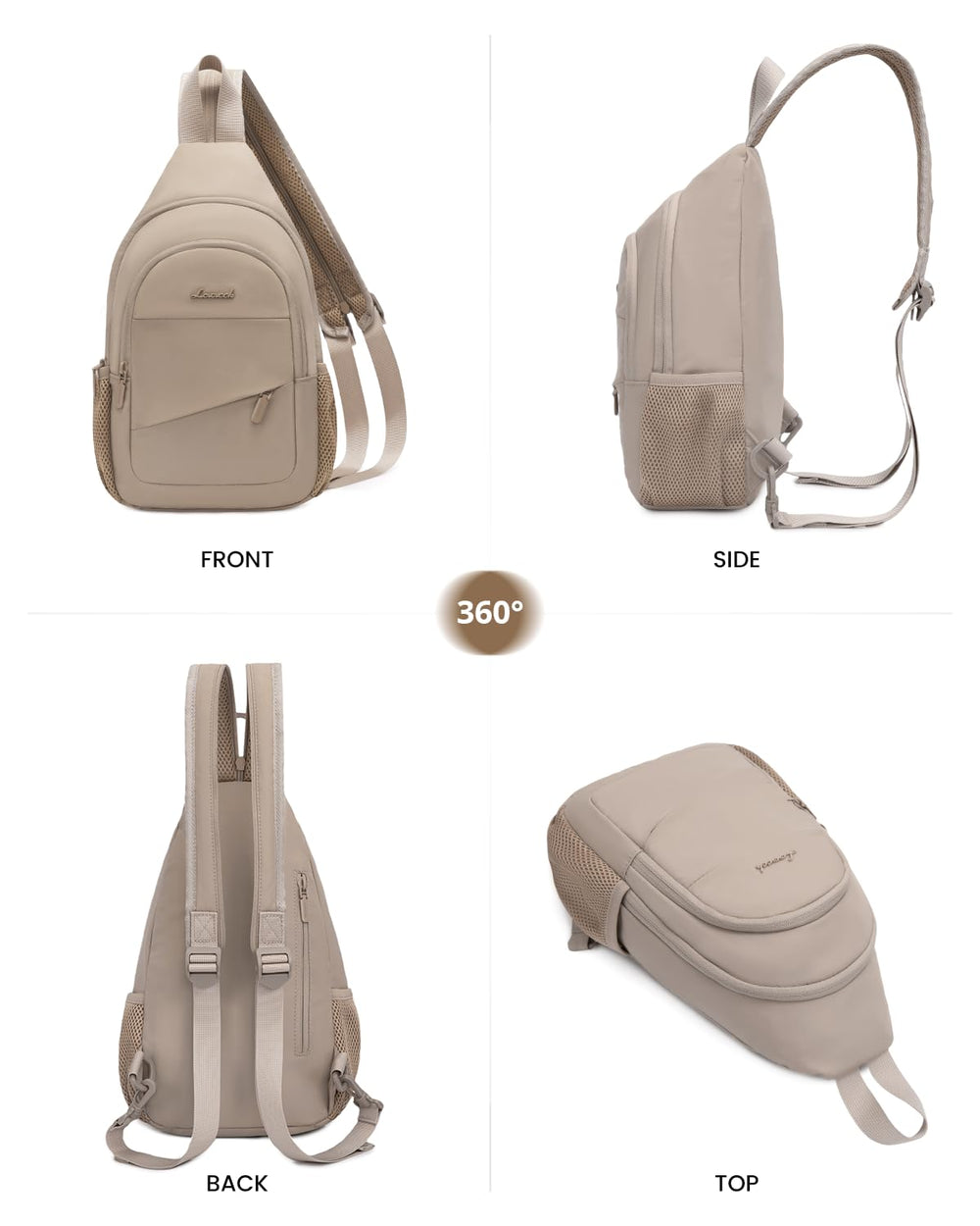 LOVEVOOK sling bag rugged fabric and hardware convey durability on outdoor trips