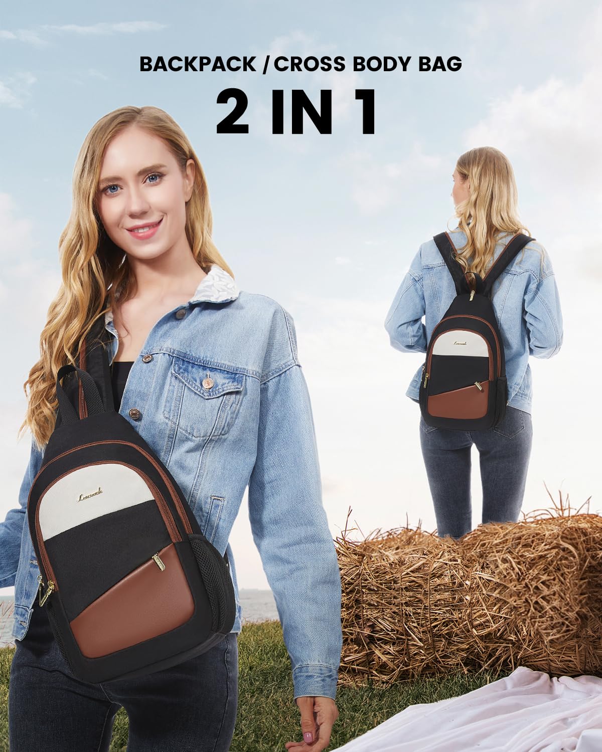 LOVEVOOK sling bag size reference, fits an 11-inch tablet easily.