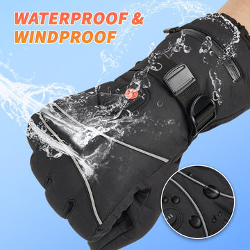 LOYATIAI heated gloves windproof and waterproof with adjustable buckle for snug fit.