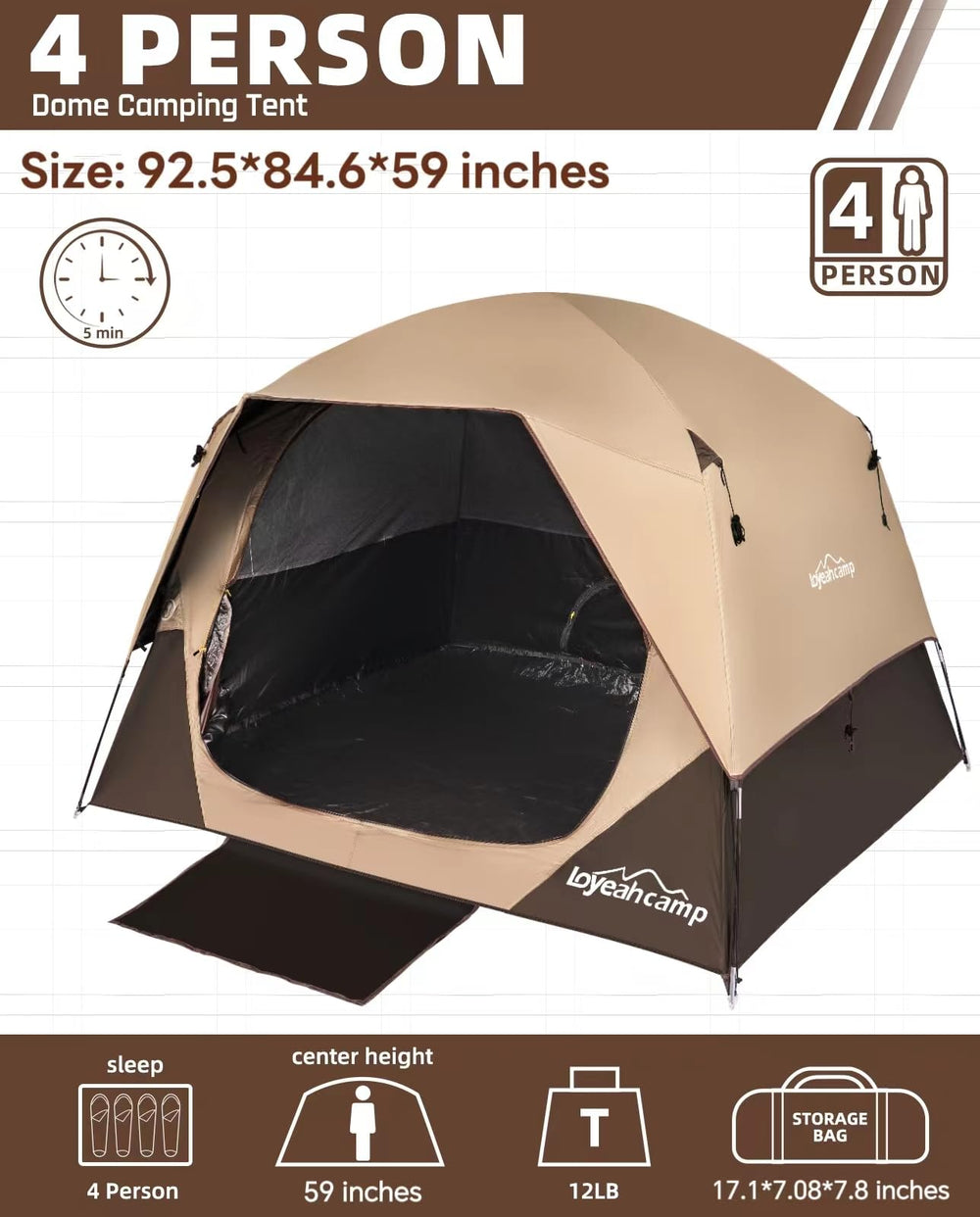 Loyeahcamp dark interior privacy for sleep during outdoor trips.