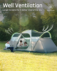 LOYEAHCAMP tent mesh ventilation on roof and doors for breathable airflow.
