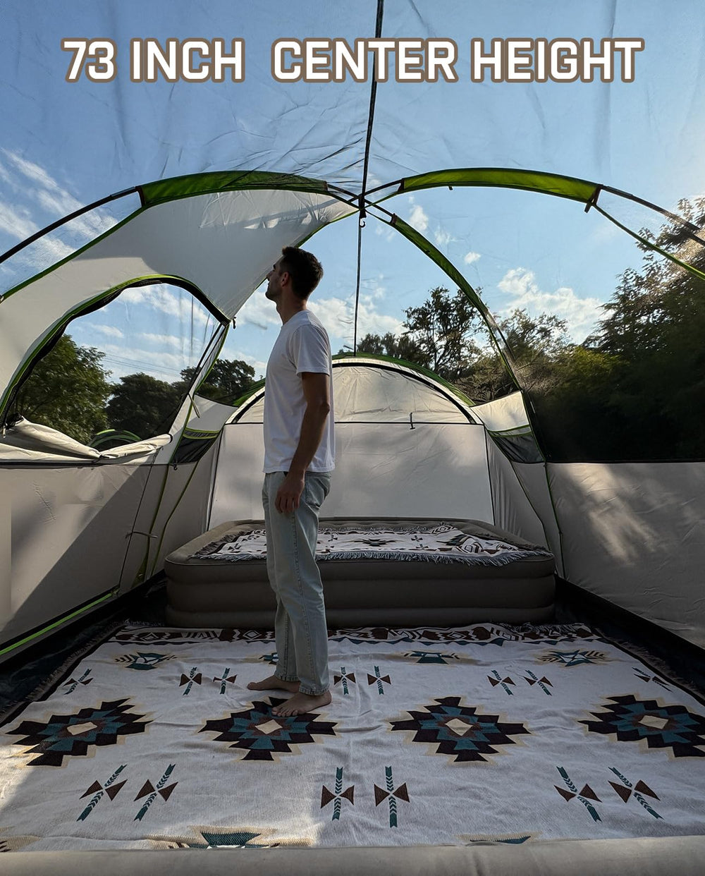 LOYEAHCAMP tent with PU2000mm coating keeps interior dry during rain.