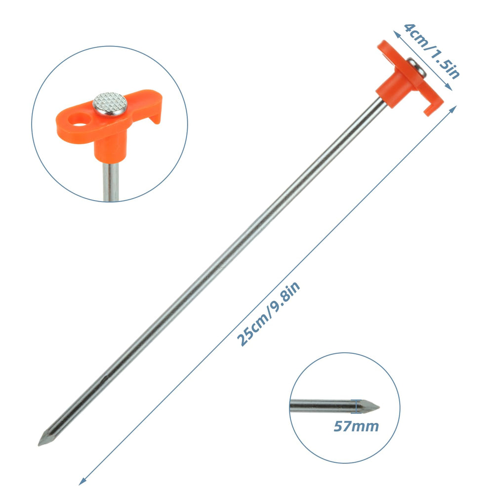 LOYORTY heavy-duty tent stake with sharpened bottom for easy insertion into hard soil