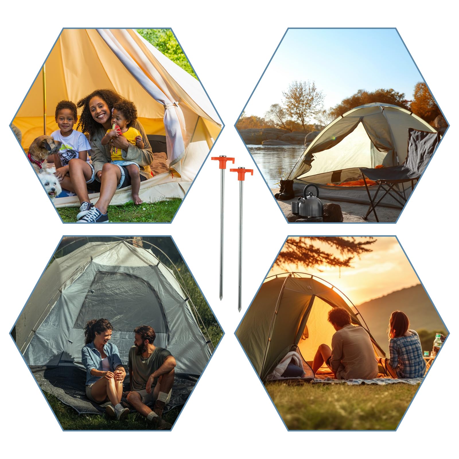 LOYORTY multi-use camping stakes suitable for tents, canopies, tarps, and fences