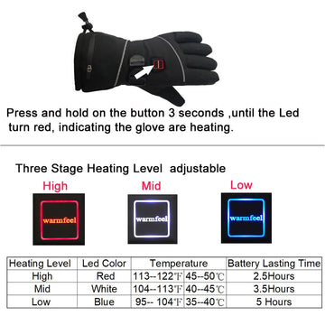 LPCRILLY heated gloves touchscreen fingertips enable device use without removing gloves.