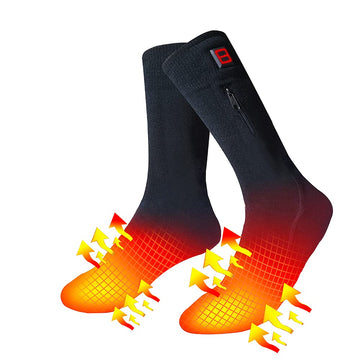LPCRILLY heated socks on feet provide all-day warmth for winter activities.