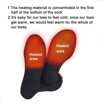 LPCRILLY heated socks worn during winter outdoor use for cold days.