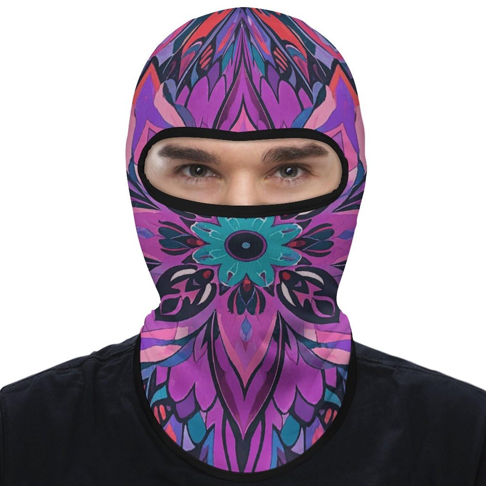 LPSADGF Mandala neck gaiter front view for all day outdoor warmth