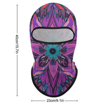 LPSADGF Mandala neck gaiter side view highlighting windproof design