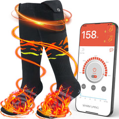 LQTTEK heated socks showing 360-degree heat coverage for warm toes during winter outdoor activities