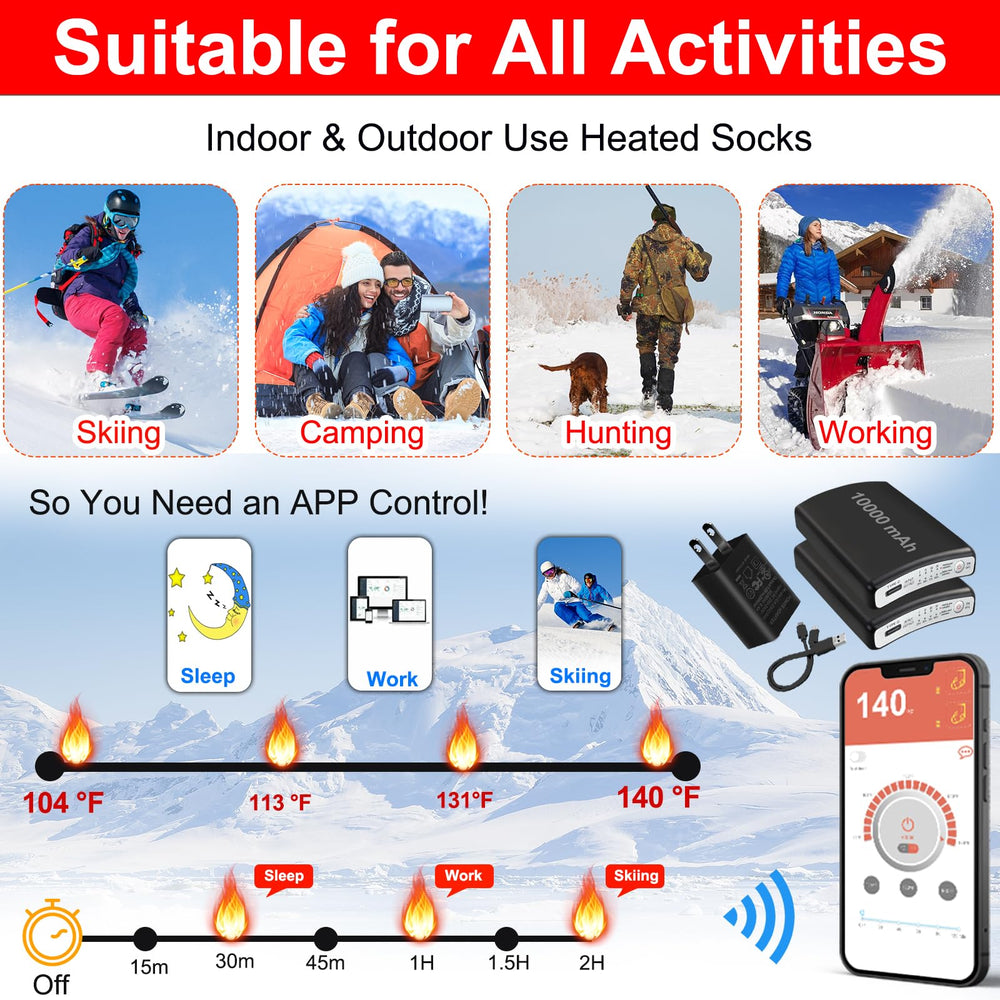 LQTTEK heated socks with toe-heat coverage for quick warmth on cold days