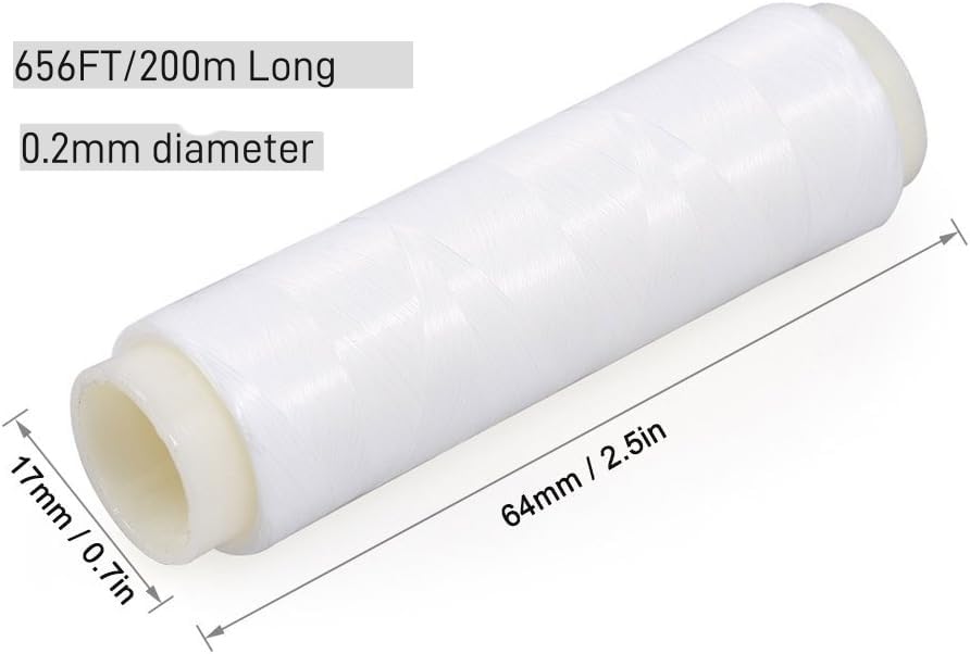 Clear nylon bait thread display close-up
