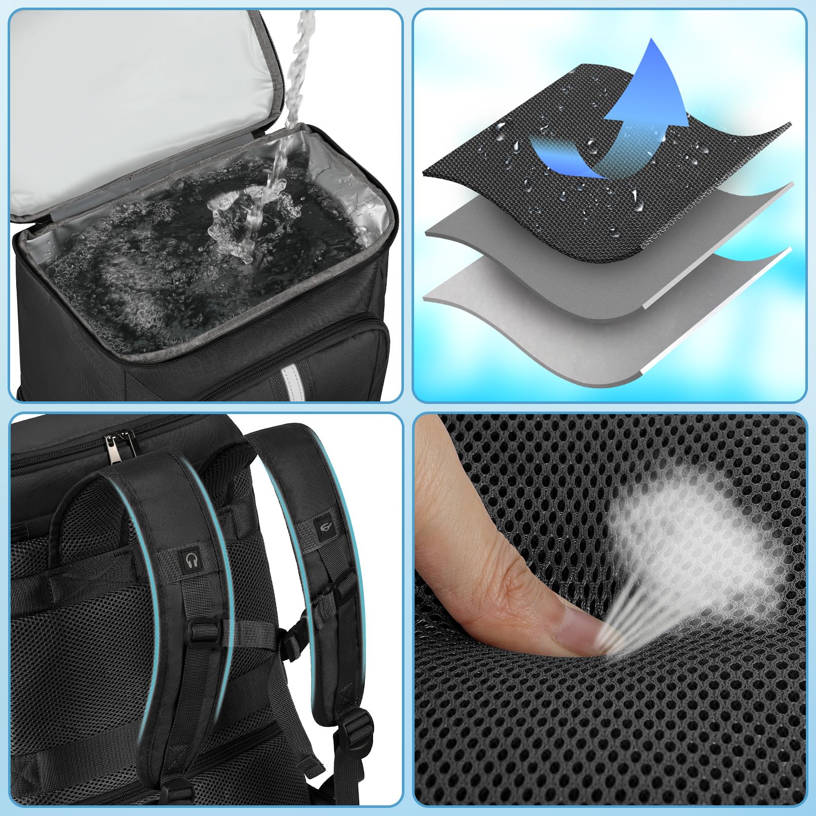 LTINVECK backpack cooler back ventilation enhances comfort