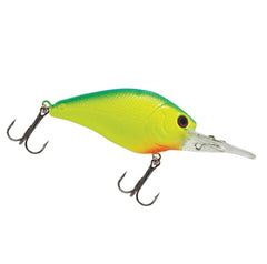 Luck E Strike Deep Crankbait Smoothie blue chartreuse front view, deep-water lure designed for quick strikes.