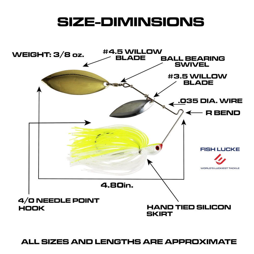 Jimmy Houston Legends spinnerbait features ball bearing swivel and clevis for smooth blade rotation.