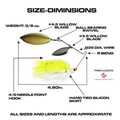 Jimmy Houston Legends spinnerbait features ball bearing swivel and clevis for smooth blade rotation.