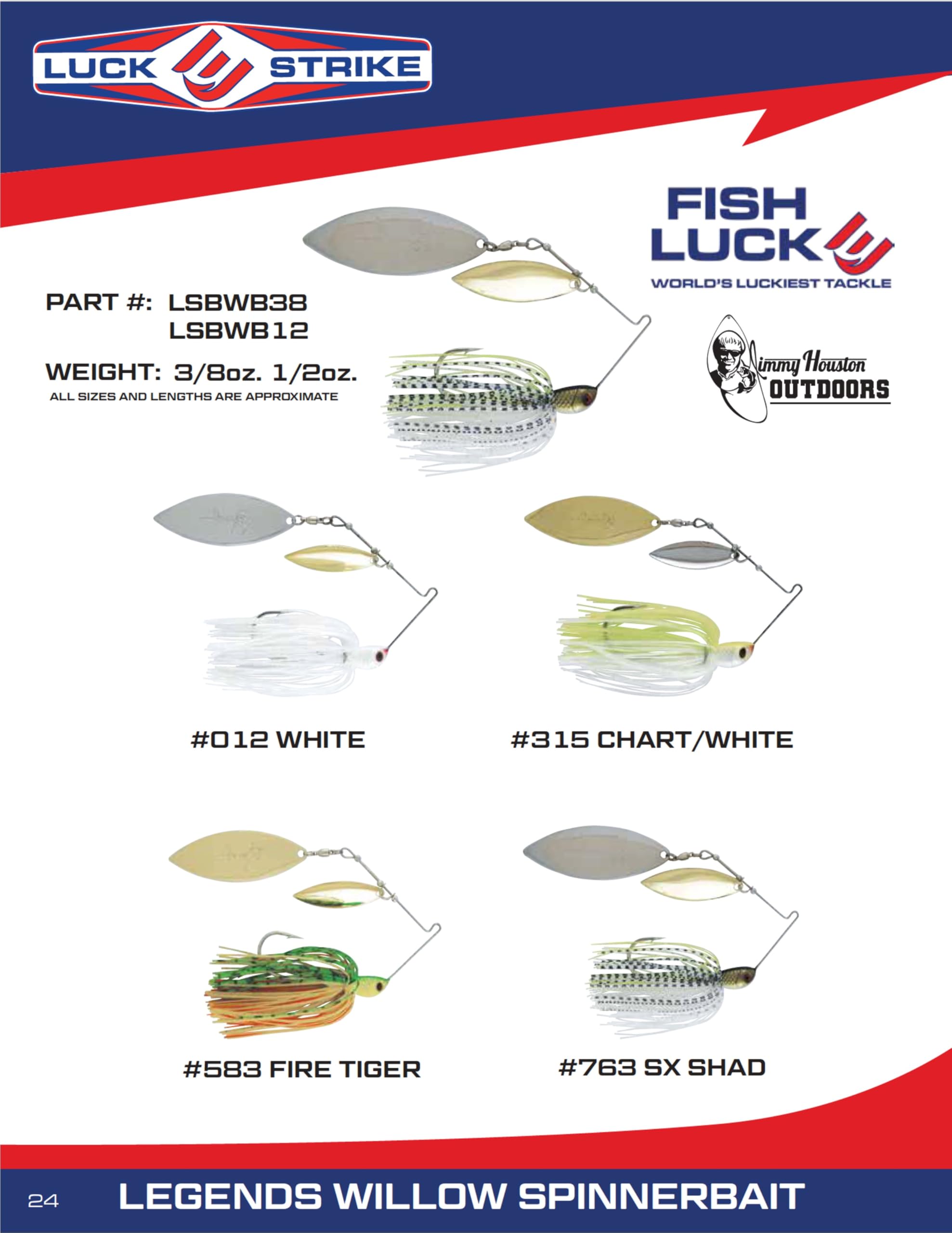 Chartreuse/white color combo enhances visibility and action in varied water conditions.