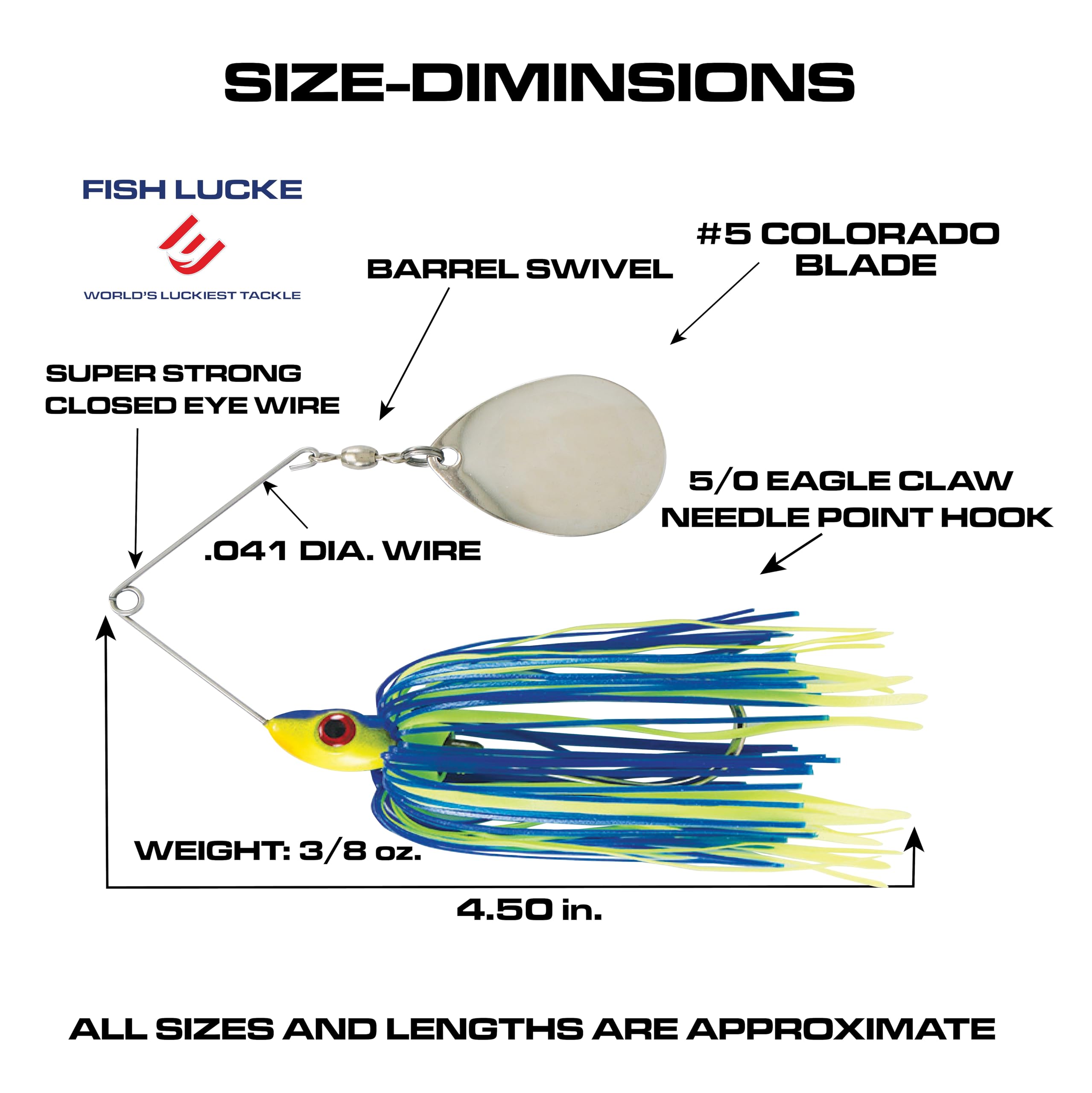 Luck-E-Strike Redman spinnerbait color detail with Colorado blade boosts thump and vibration