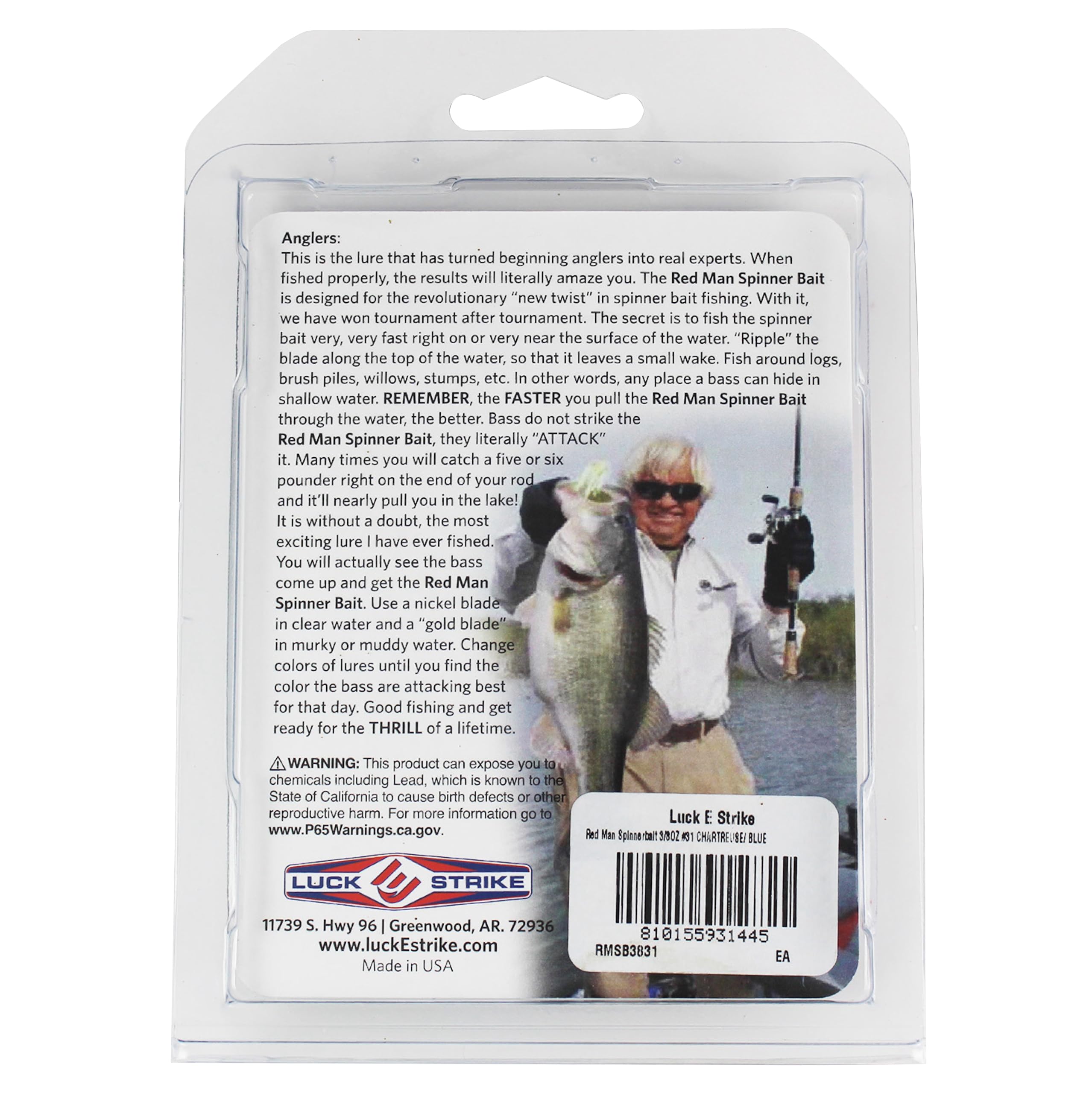 Luck-E-Strike Redman spinnerbait eye detail with holographic highlight for secure sets