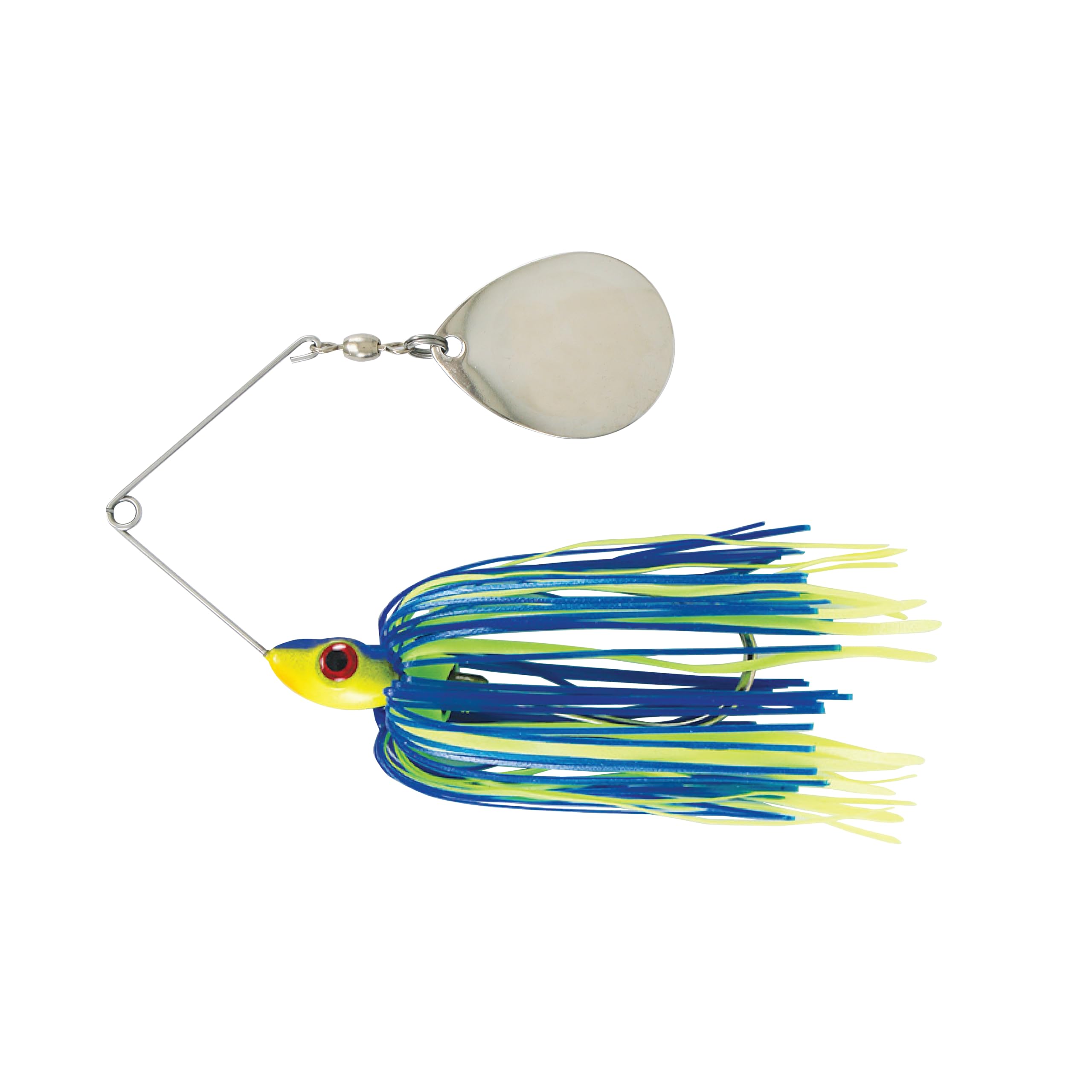 Luck-E-Strike Redman spinnerbait front view shows chartreuse blue color for murky water visibility