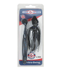 Luck E Strike Virbra Swing vibrating jig quarter-ounce blade for weedless casting and strong vibration.