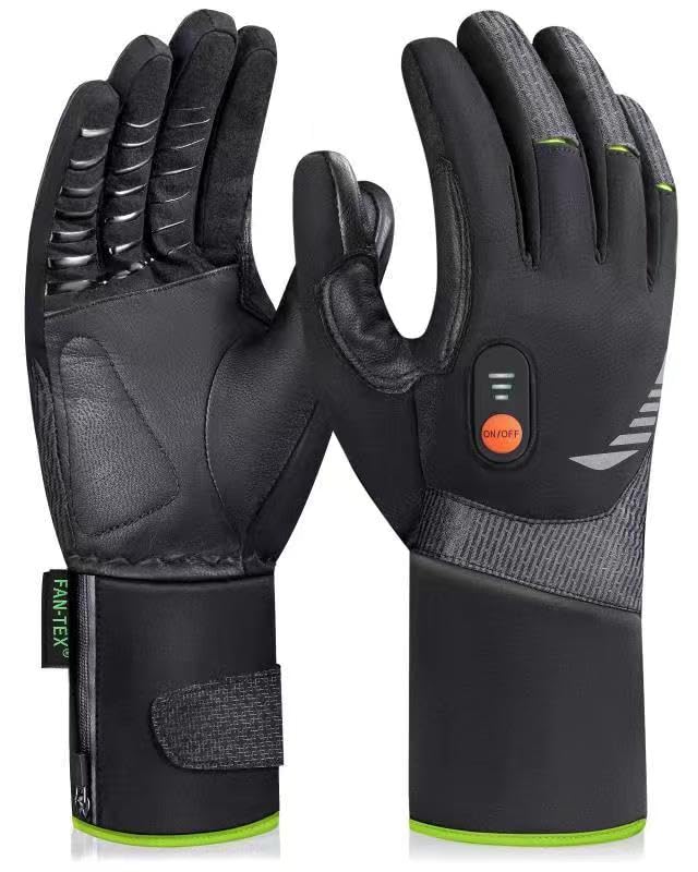 Luckcolor heated gloves front view showing full-hand warmth for outdoor activities.