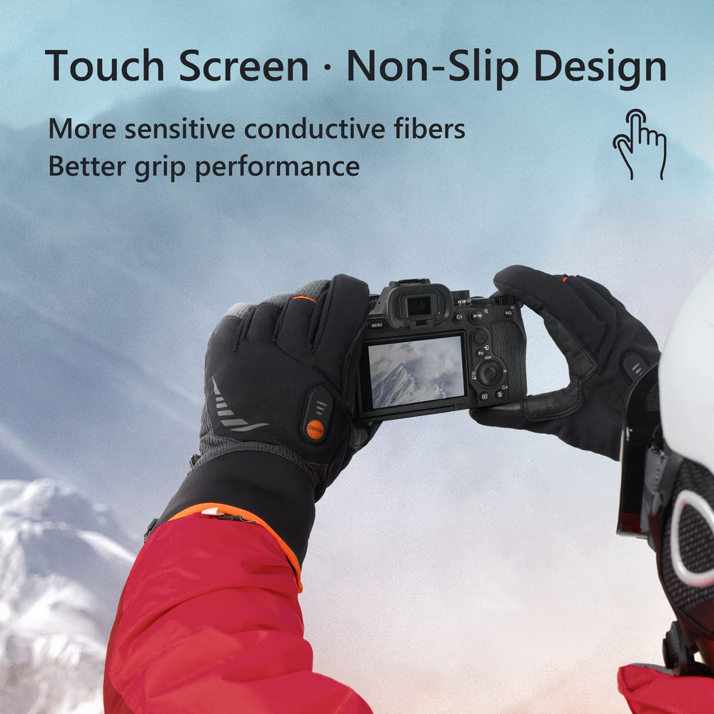 Luckcolor heated gloves in use for skiing driving and hiking scenarios