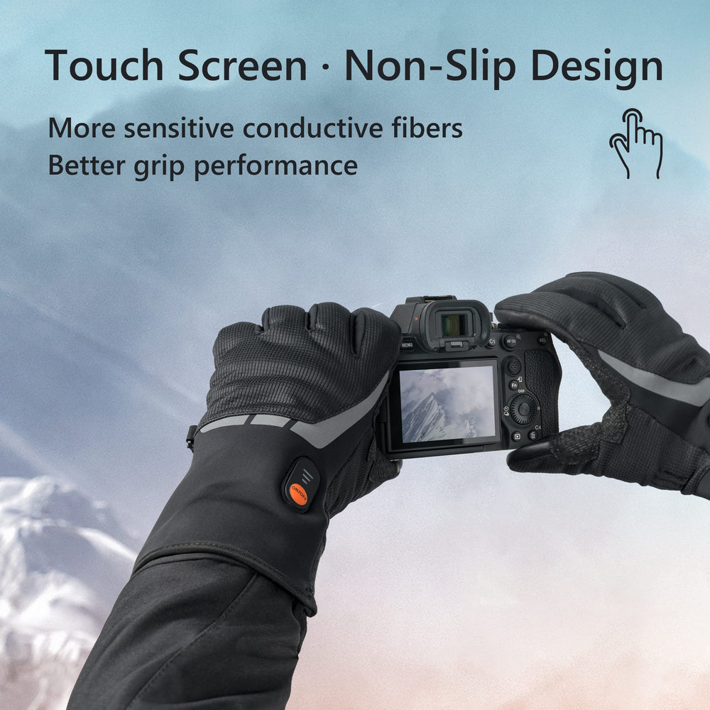 Luckcolor heated gloves non-slip palm grip ideal for skiing and driving