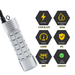 Close view of Luckerain 150W fishing light with PC-aluminum body and 360° LED coverage