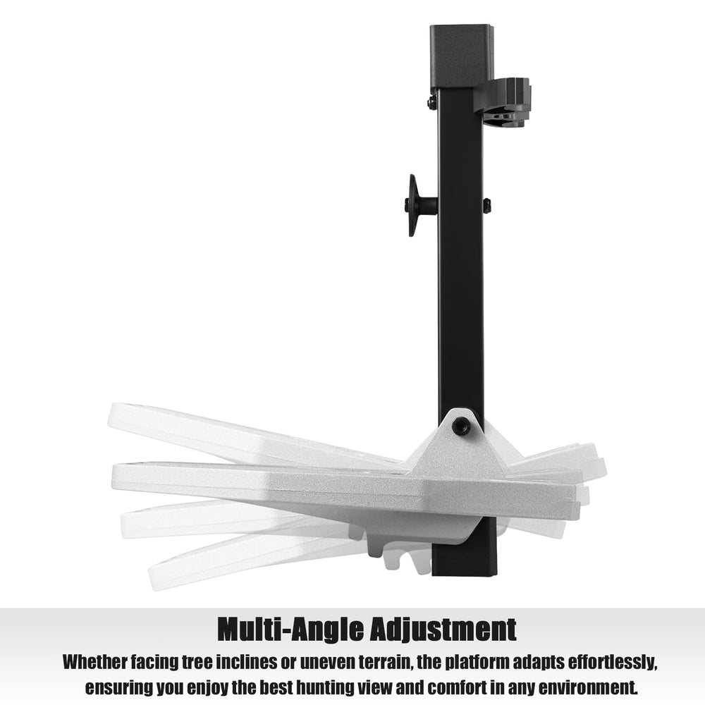 Lucky Clover saddle-platform-360-degree-mobility enables versatile shooting angles around a tree.