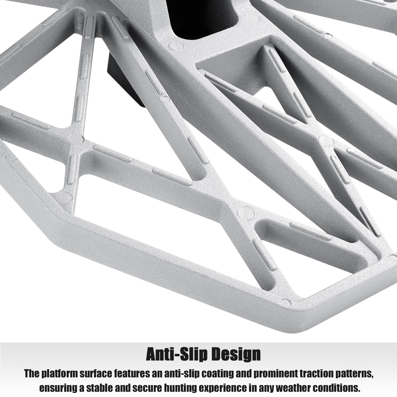 Lucky Clover saddle-platform adjustable-leveling-35-degrees demonstrates customizable fit on uneven trees.