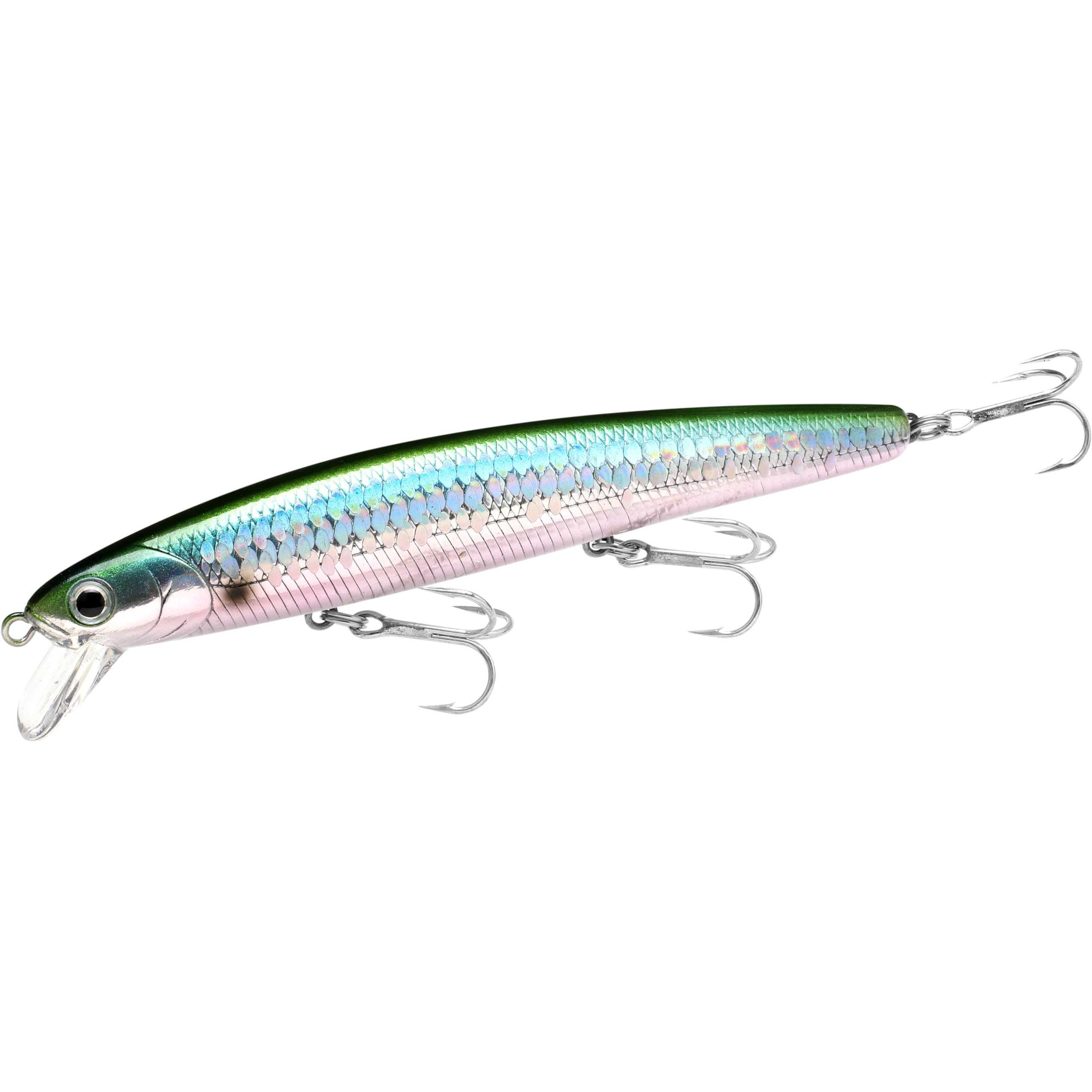 Lucky Craft FlashMinnow 110 in Green Herring glides lifelike to attract saltwater predators