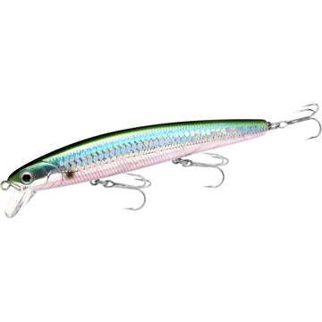 Lucky Craft FlashMinnow 110 in Green Herring glides lifelike to attract saltwater predators