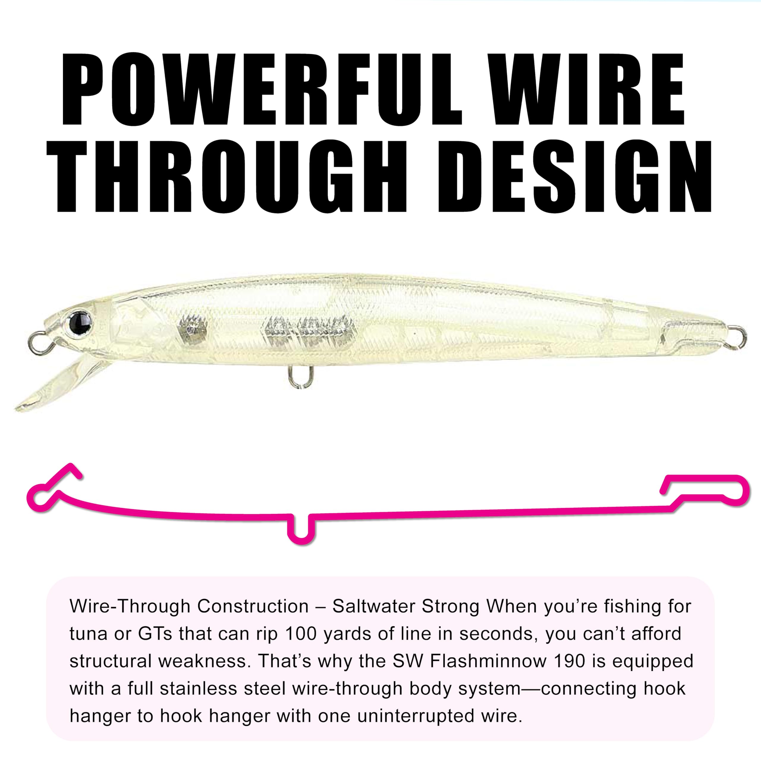 FlashMinnow 190SR durable treble hooks resist kelp and rocks