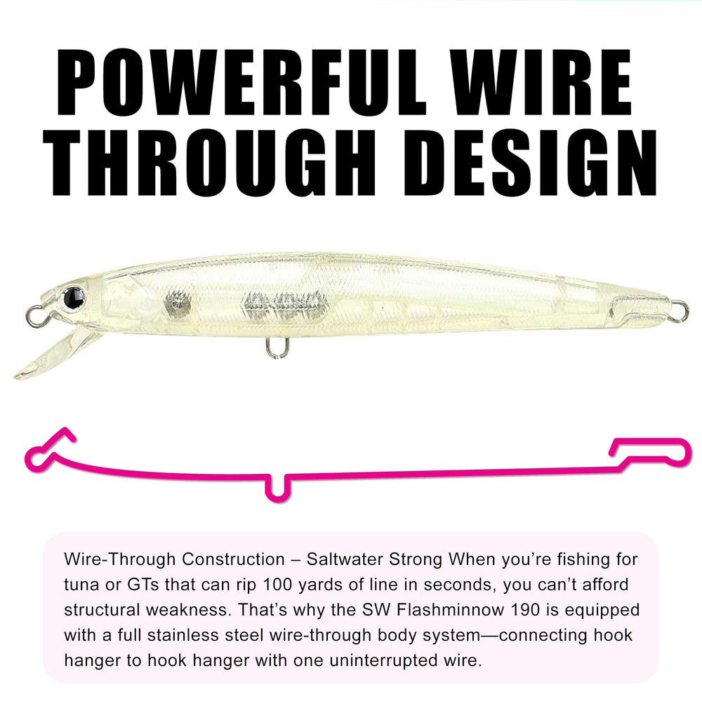 FlashMinnow 190SR durable treble hooks resist kelp and rocks