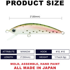 Side view of Lucky Craft Humpback Minnow 50S Sinking Trout Lure