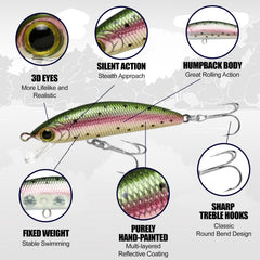 Close-up of VMC #10 hooks on Humpback Minnow 50S