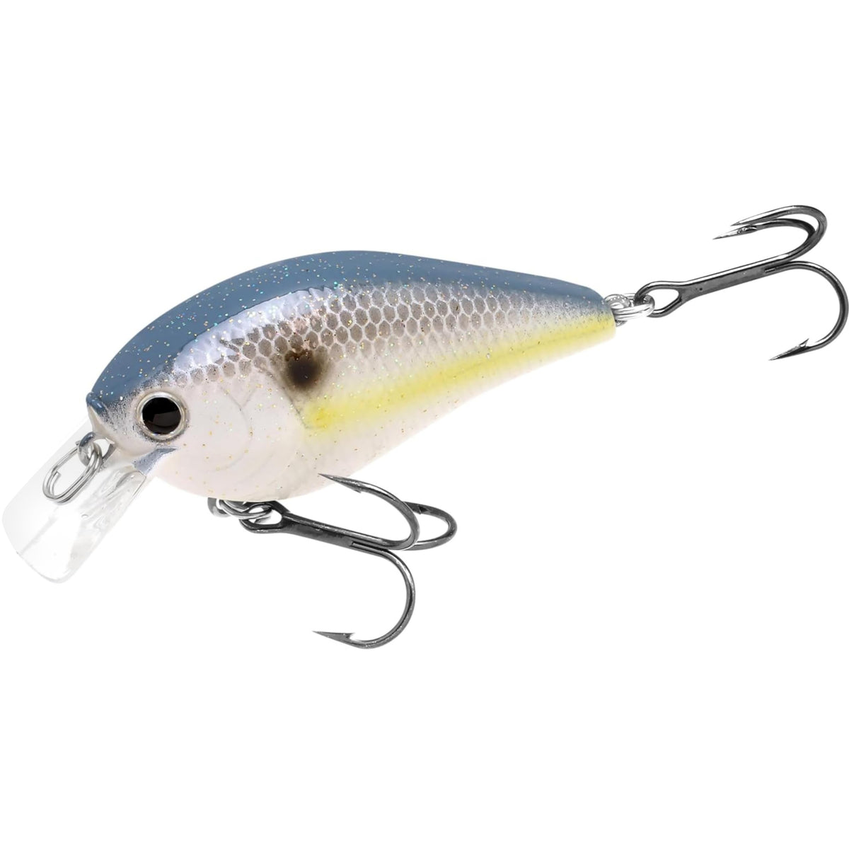 Lucky Craft LC 1.5 silent crankbait front view highlights tight wobble for bass.