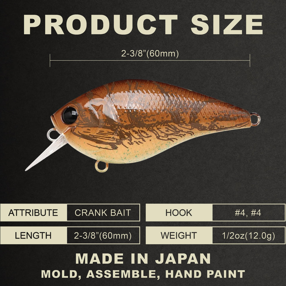 Lucky Craft LC 1.5 squarebill lure close-up showing deflection-ready profile for rocks.