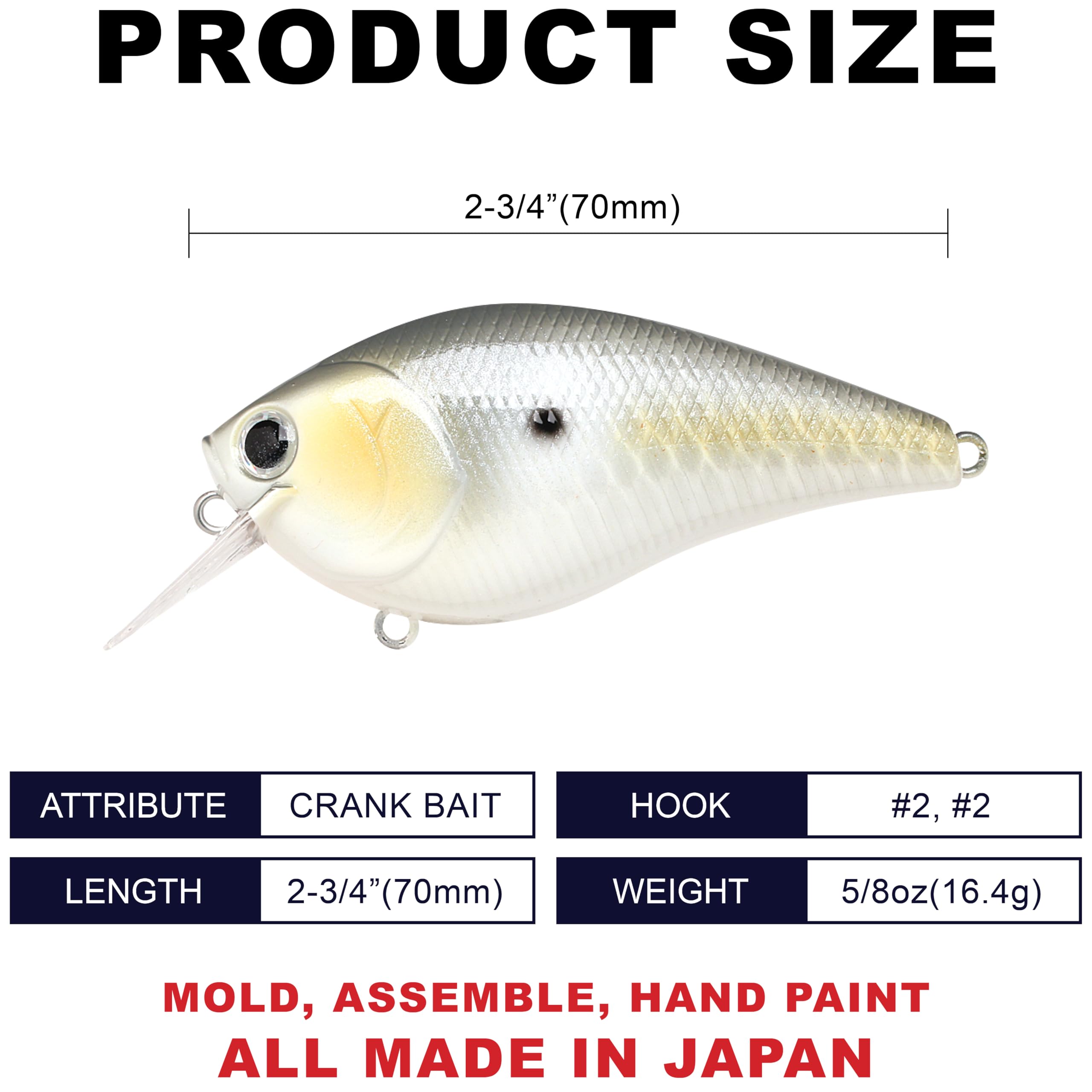 Side view of LC 2.5 Silent Crankbait with 426 Gold Threadfin Shad color