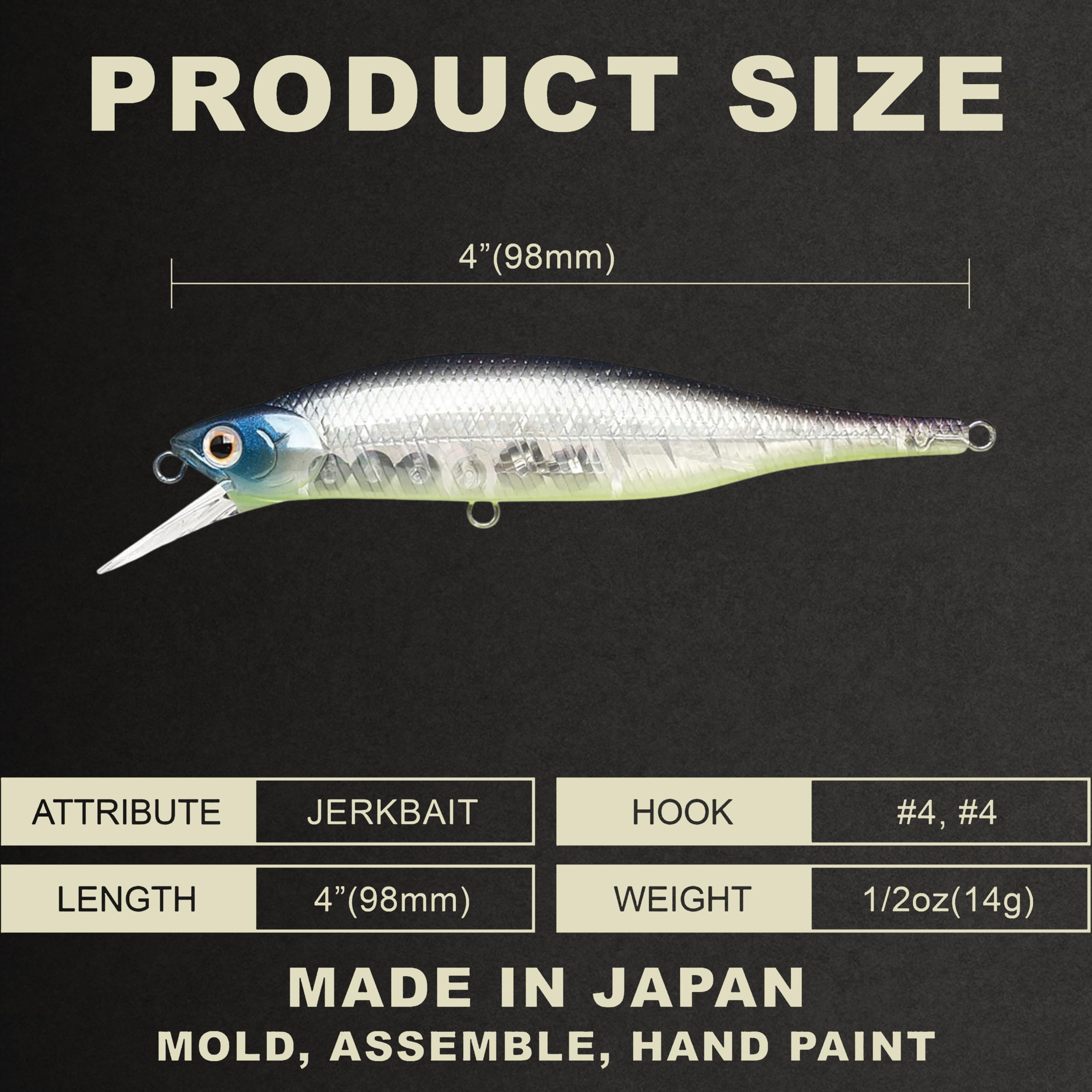 LUCKY CRAFT Lightning Pointer 98XR 4 inch size promotes versatile bass and walleye appeal.