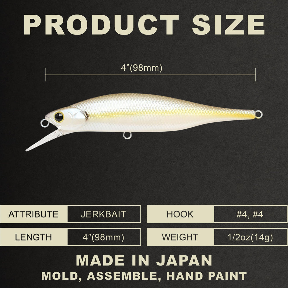 LUCKY CRAFT Lightning Pointer 98XR side view highlighting balanced construction for long casts