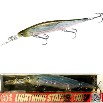 Lucky Craft Lightning Staysee 110SP front view highlighting lifelike baitfish profile for bass