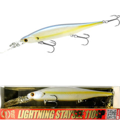 LUCKY CRAFT Lightning Staysee 110SP side view Chartreuse Shad boosts bass attraction.