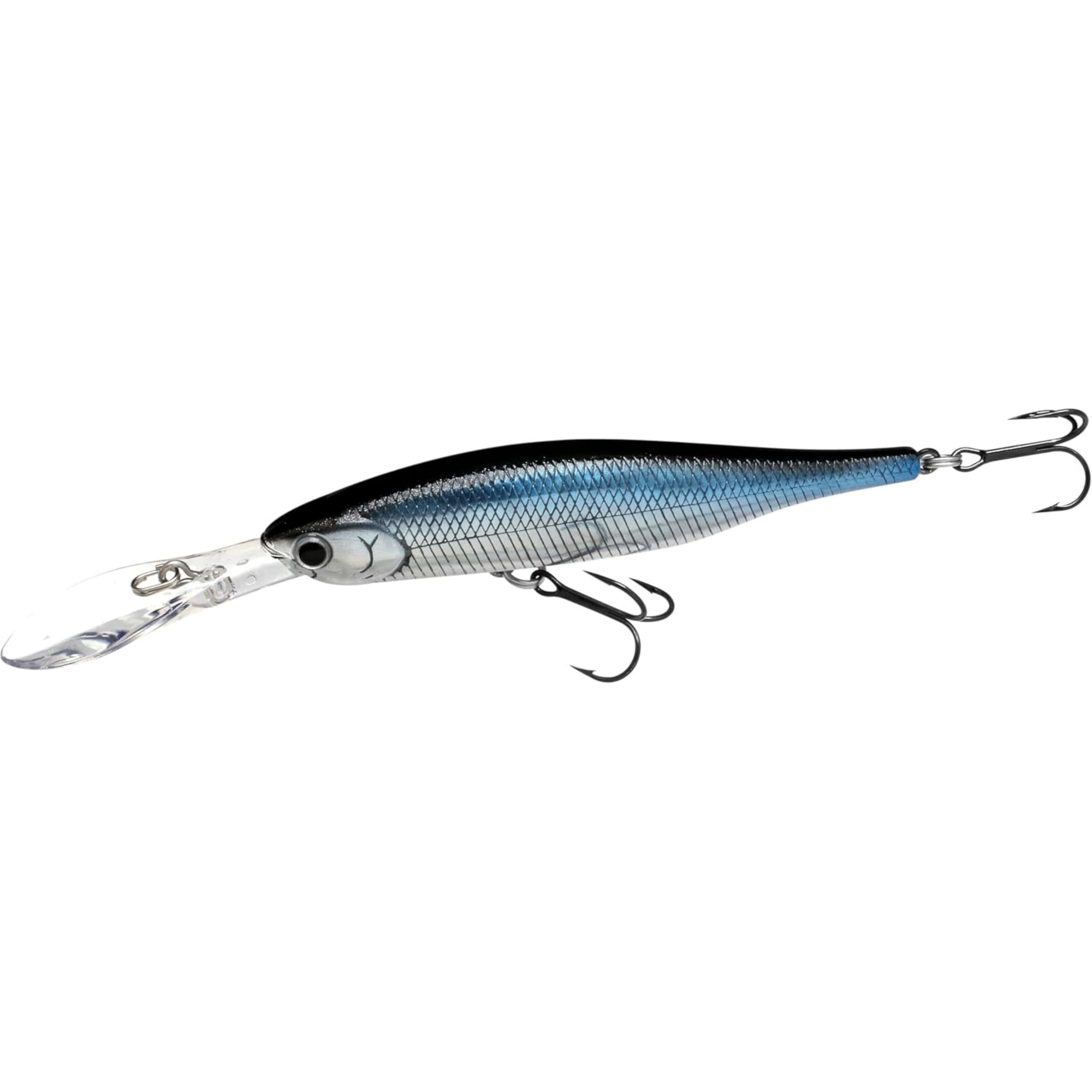 LUCKY CRAFT Staysee 90SP Aurora Black side view shows lifelike profile for aggressive strikes.