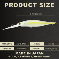 Lucky Craft Lightning Staysee 90SP chartreuse shad side view showing side-to-side wobble for bass.