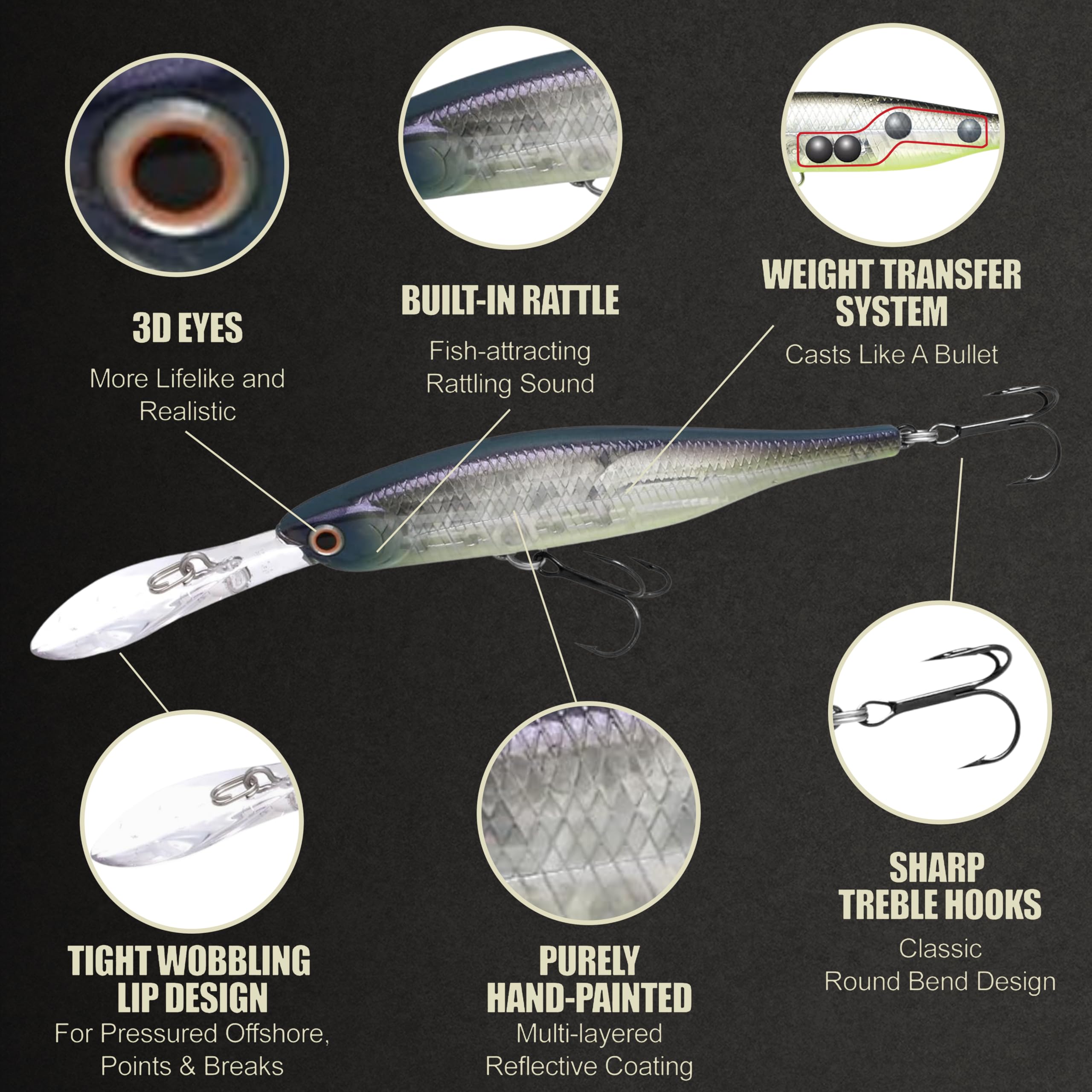 Lucky Craft Lightning Staysee long-distance casting enables reach to deep bass