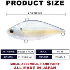 LUCKY CRAFT LV-150 sinks 3–4 ft with loud vibration for bass.