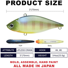 LUCKY CRAFT LV-500 MAX side profile highlights forward-weighted design for far, accurate casts.